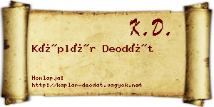 Káplár Deodát névjegykártya